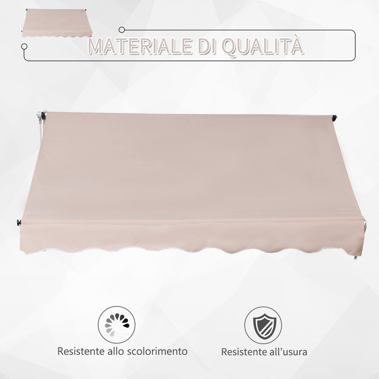 easycomfort easycomfort tenda da sole con manovella telaio telescopico e angolo regolabile beige 200x150cm