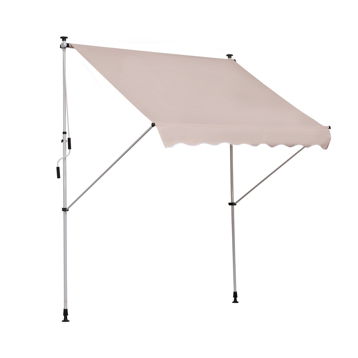 easycomfort easycomfort tenda da sole con manovella telaio telescopico e angolo regolabile beige 200x150cm