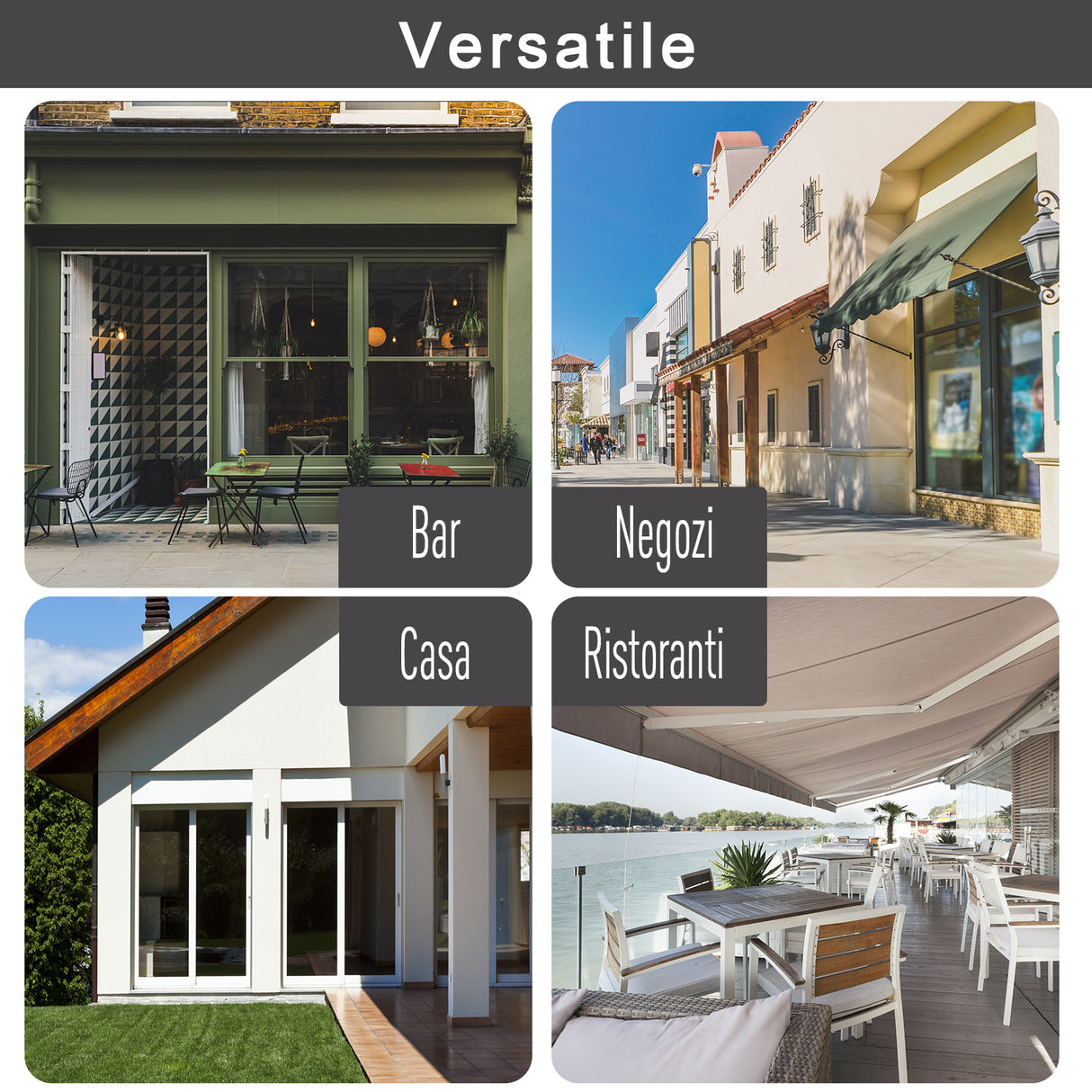 easycomfort easycomfort tenda da sole con manovella telaio telescopico e angolo regolabile grigio 200x150cm