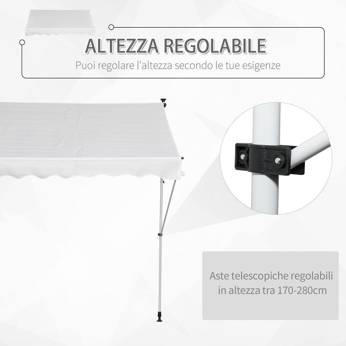 easycomfort tenda da sole da esterno a rullo con manovella altezza e angolazione regolabile 200x150cm