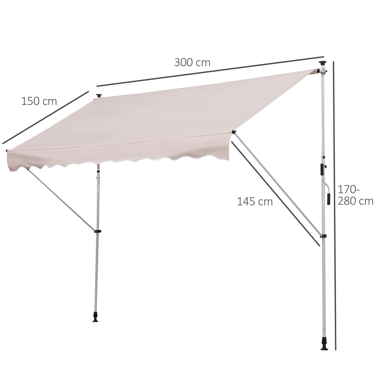 easycomfort easycomfort tenda da sole avvolgibile autoportante beige 300 150cm