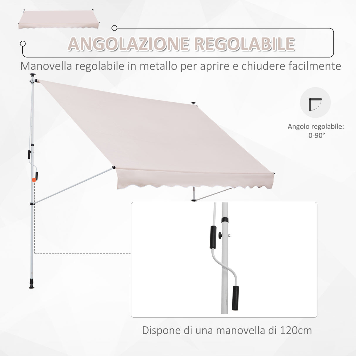 easycomfort easycomfort tenda da sole avvolgibile autoportante beige 300 150cm