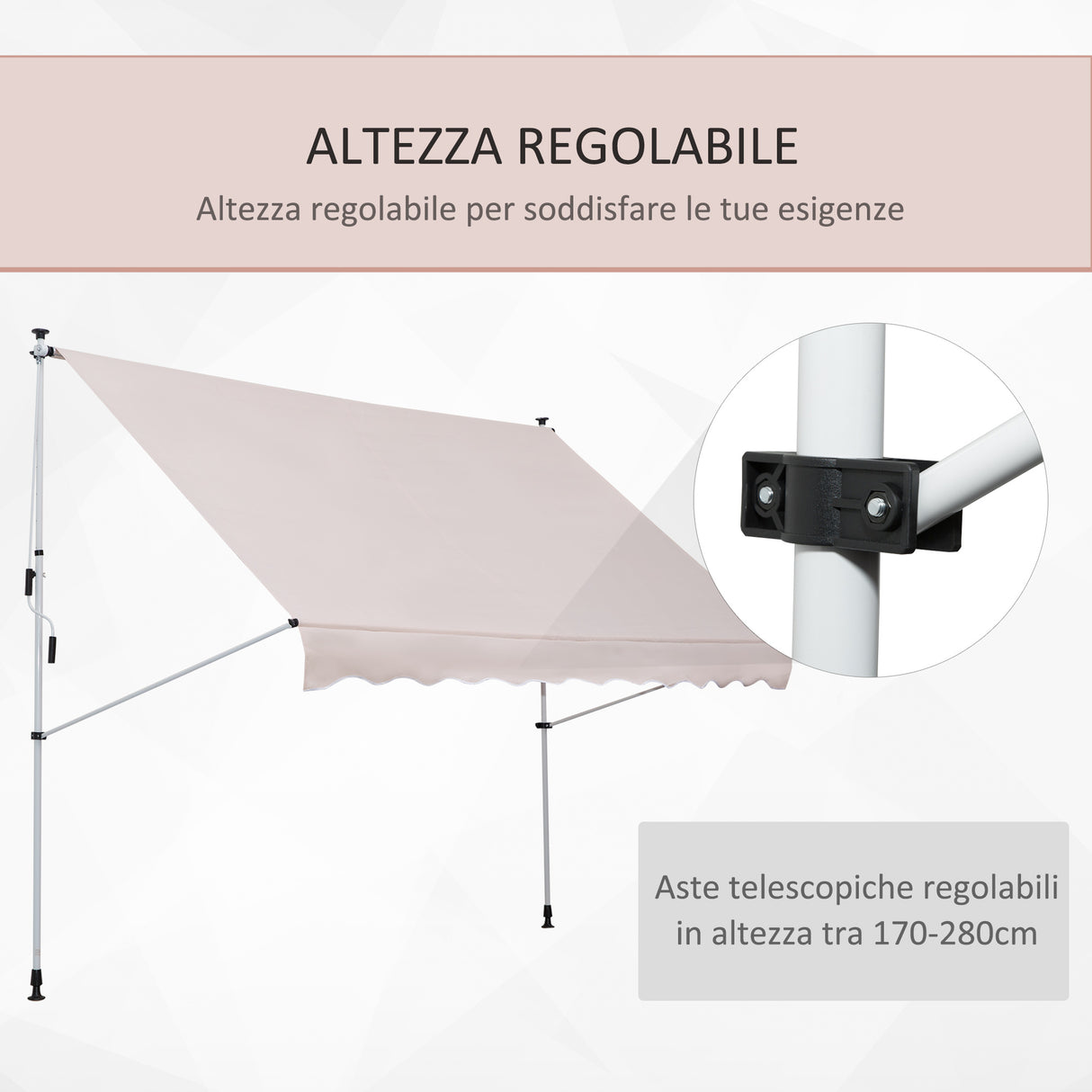 easycomfort easycomfort tenda da sole avvolgibile autoportante beige 300 150cm