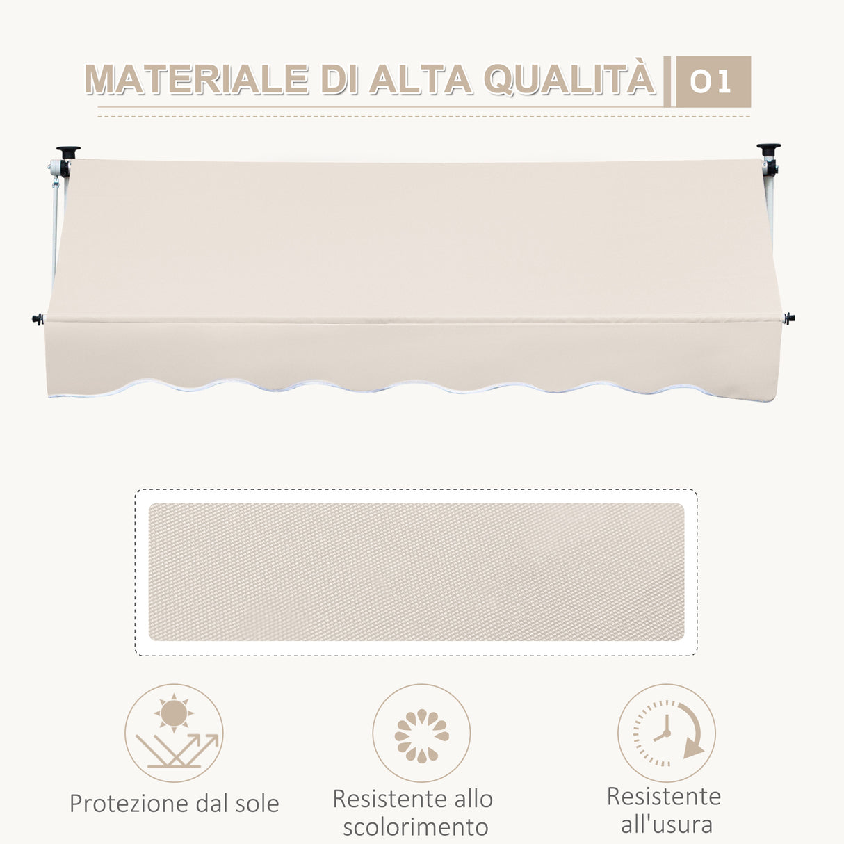 easycomfort easycomfort tenda da sole a bracci telescopica con manovella metallo e poliestere