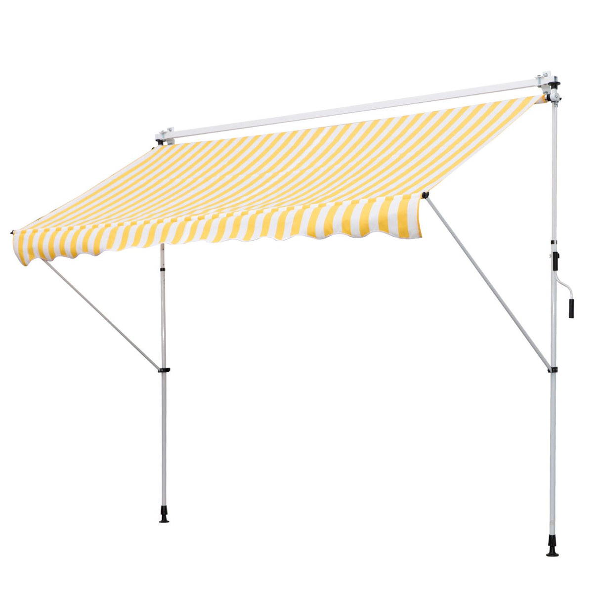 easycomfort easycomfort tenda da sole a muro con pali di supporto bianco e giallo 300x150cm