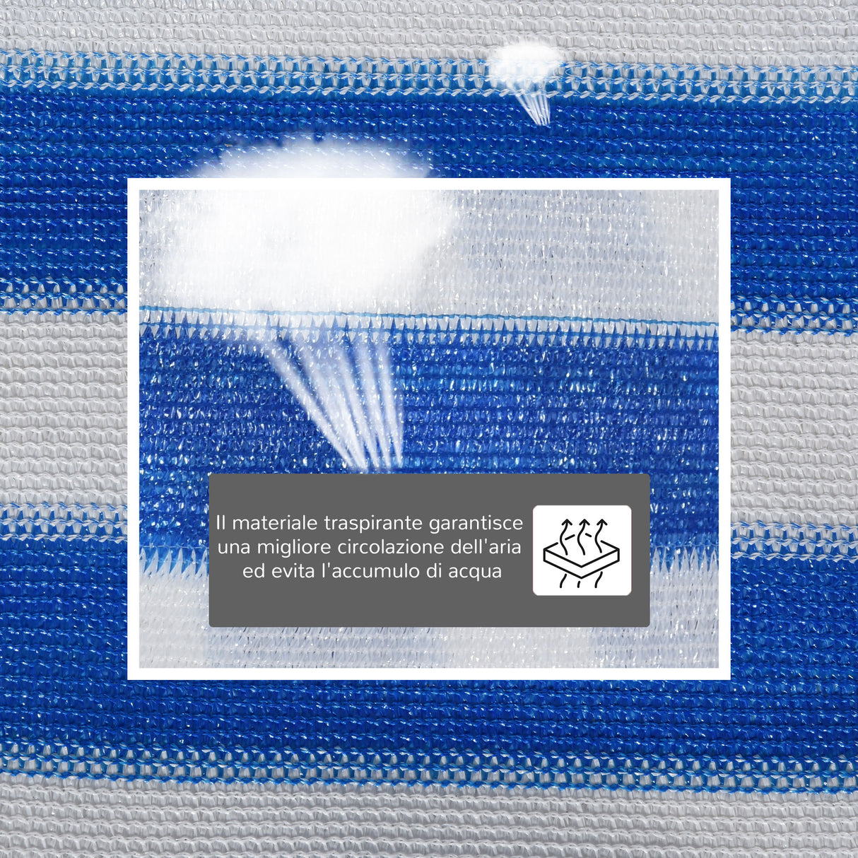 easycomfort tenda da sole vela ombreggiante triangolare 5x5x5m anti uv e traspirante in hdpe bianca e blu