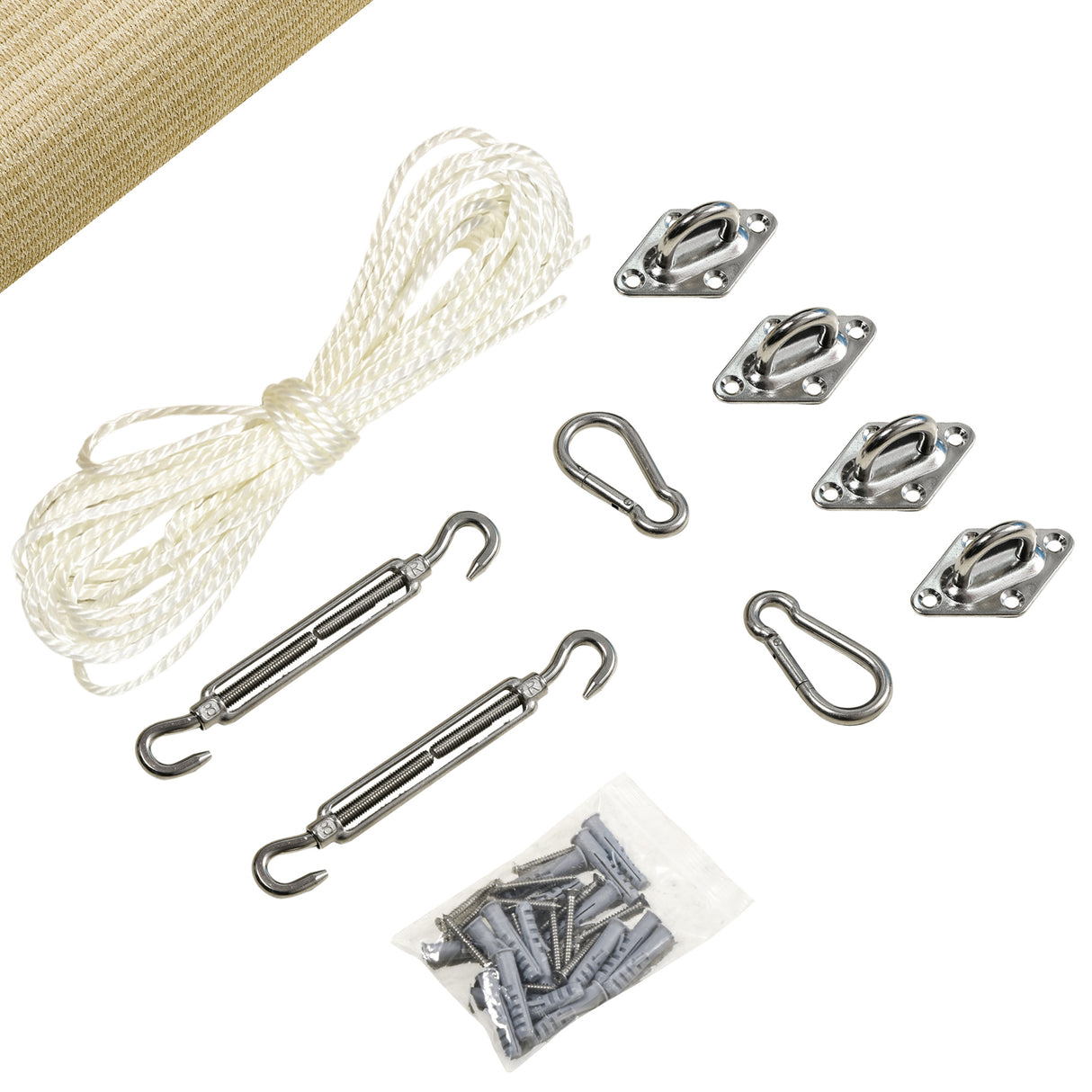 easycomfort vela ombreggiante rettangolare 4x3 m beige in hdpe con accessori e borsa da viaggio inclusi