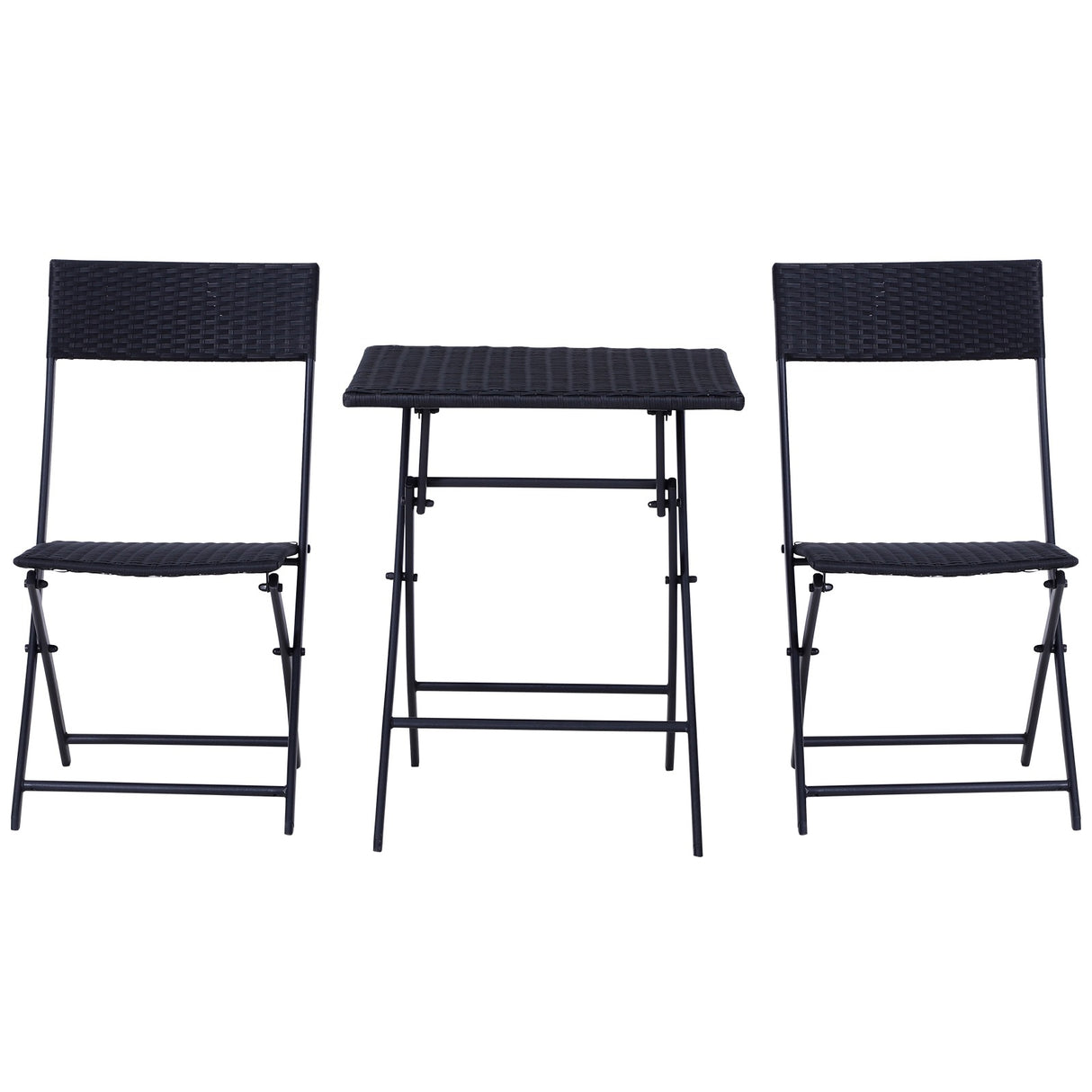 easycomfort easycomfort mobili da giardino in rattan set 1 tavolino e 2 sedie da giardino pieghevoli 3pz nero