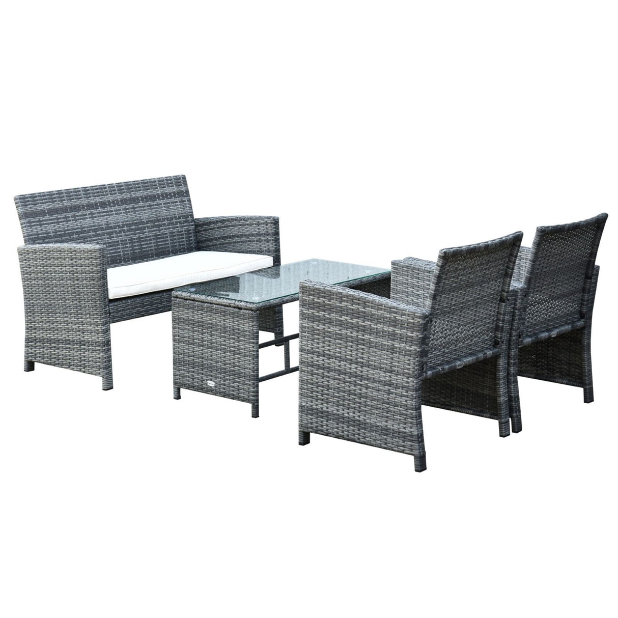 easycomfort easycomfort set mobili da giardino in pe rattan divanetto e 2 poltrone con tavolino e cuscini grigio
