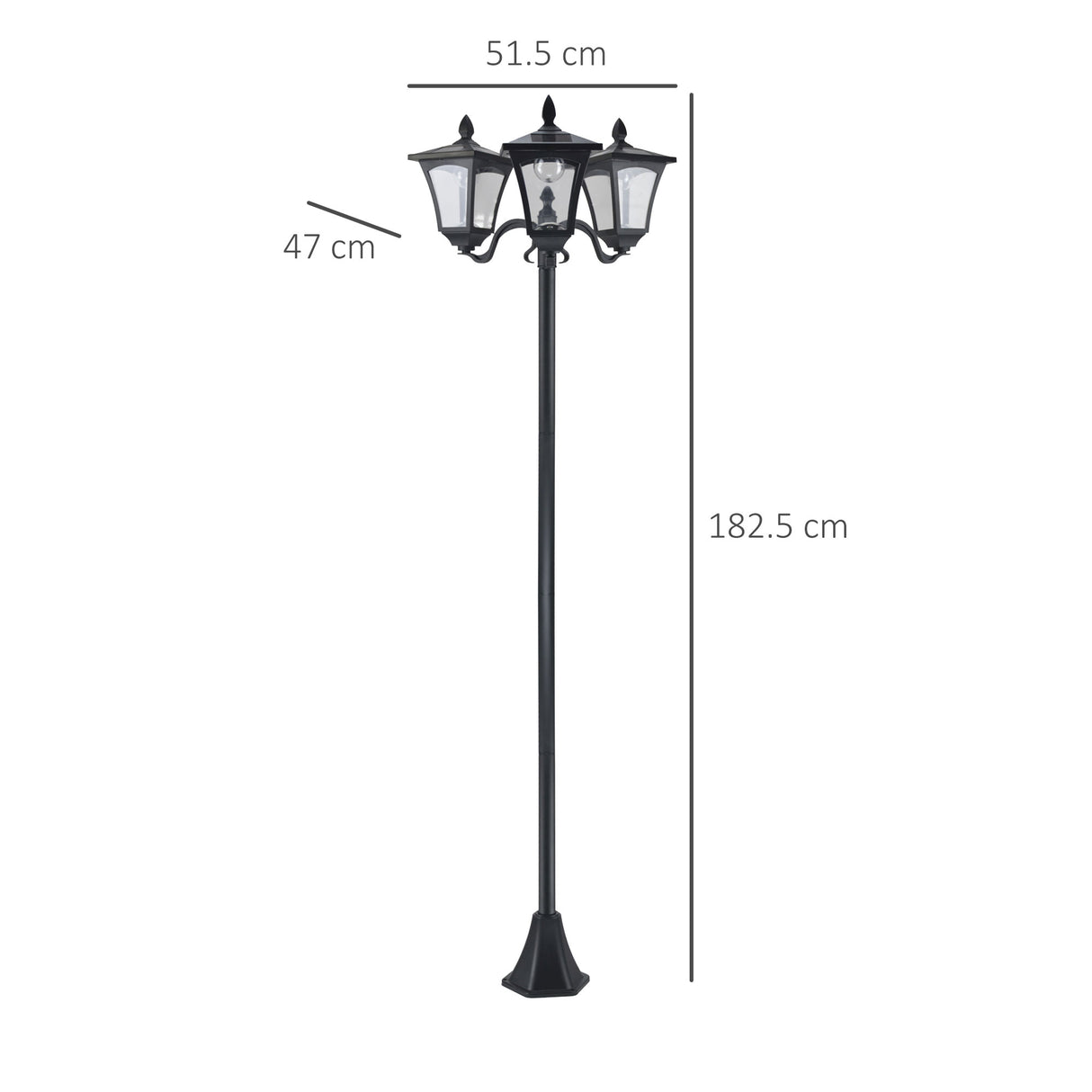 easycomfort lampione da giardino led a energia solare nero 182.5cm