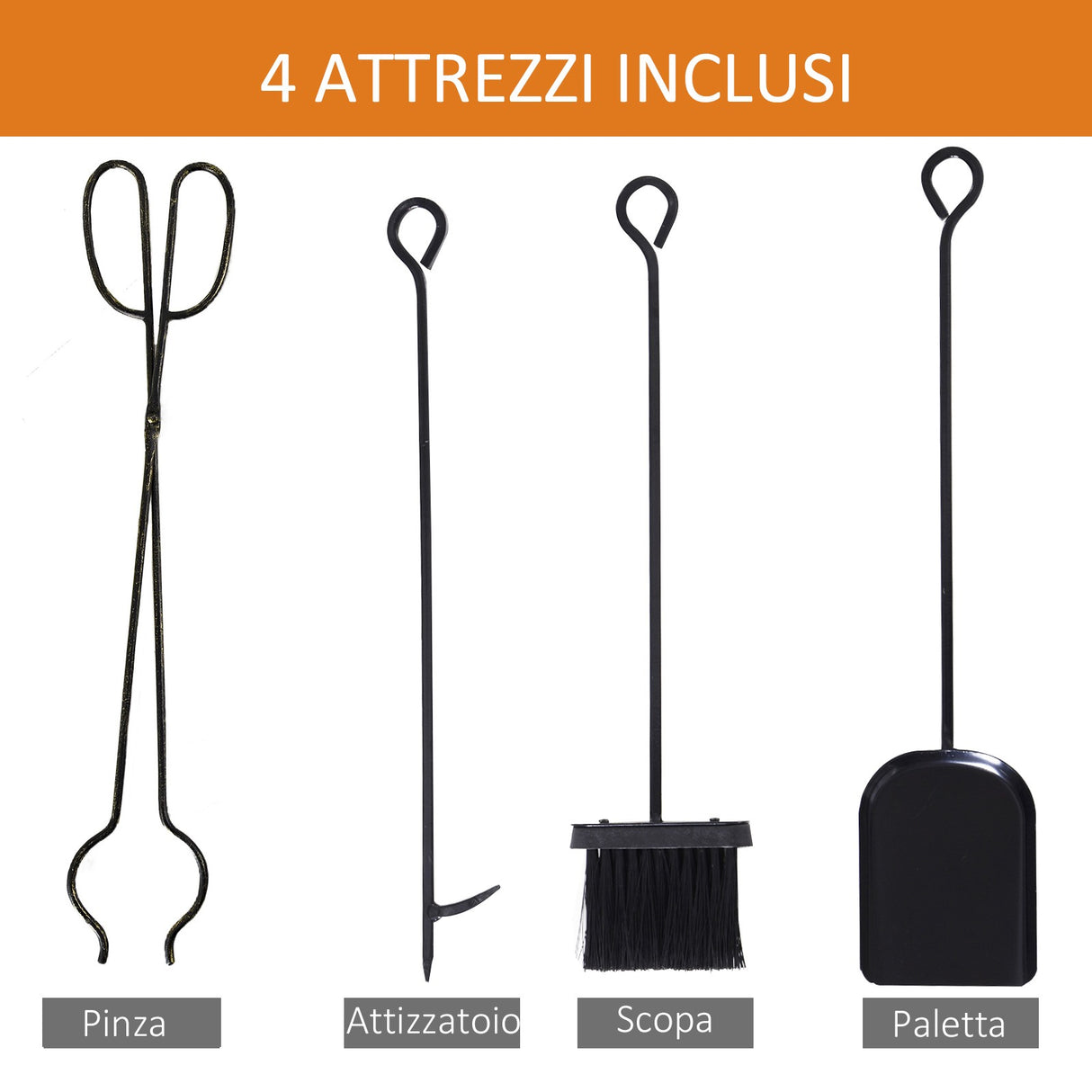 easycomfort portalegna in ferro battuto con attrezzi per camino e manici base porta legna rialzata e decori 51.5x33x77cm nero