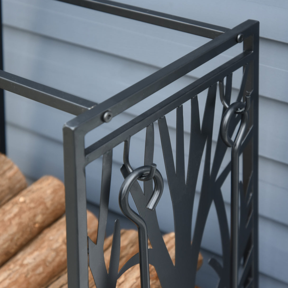 easycomfort easycomfort potalegna per camino in acciaio nero e antiruggine con accessori 46 x 29 x 70cm