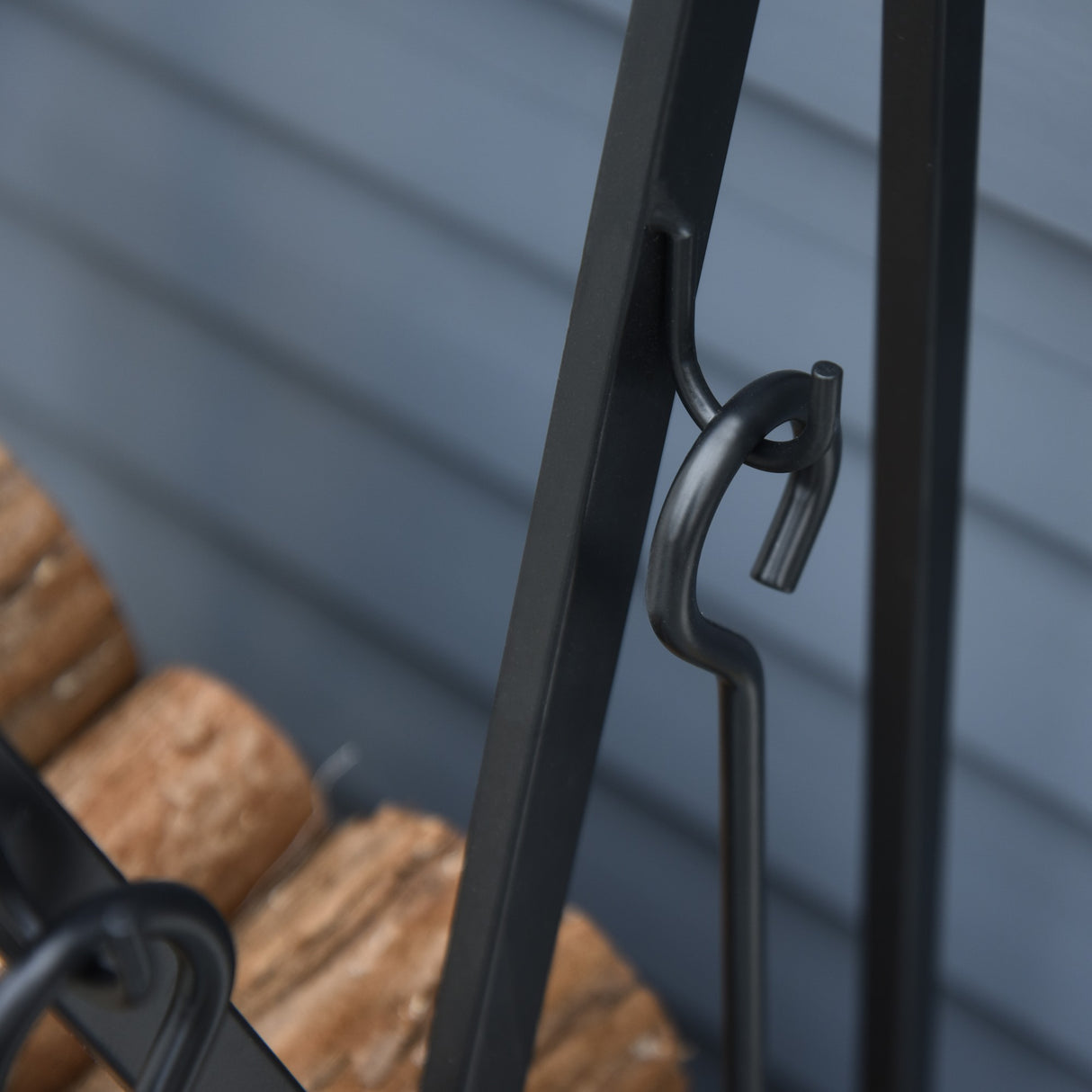 easycomfort portalegna da interno ed esterno in acciaio porta legna per camino con attizzatoio paletta scopino pinza 46x30x76cm nero