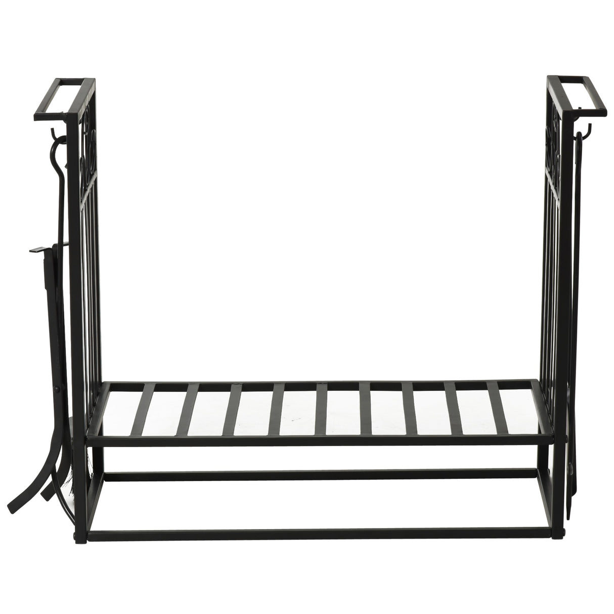 easycomfort easycomfort portalegna in acciaio nero per interni ed esterni con 4 attrezzi inclusi