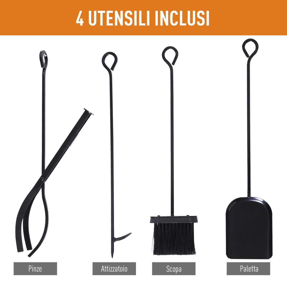 easycomfort easycomfort portalegna in acciaio nero per interni ed esterni con 4 attrezzi inclusi