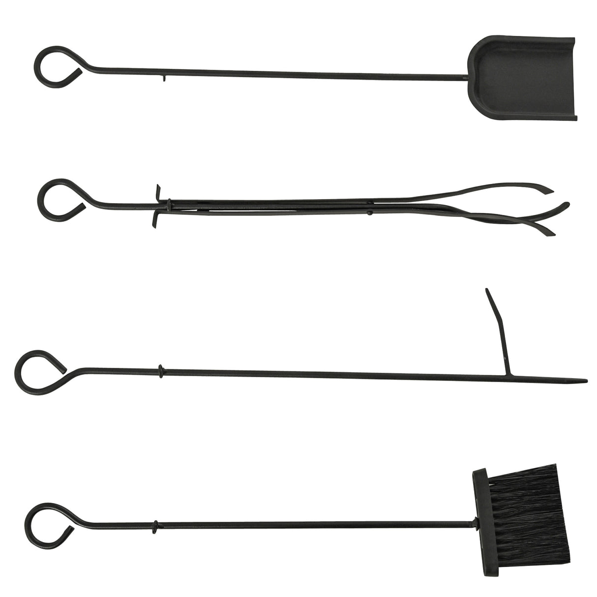 easycomfort portalegna da interno ed esterno in metallo con paletta scopa attizzatoio e pinza nero