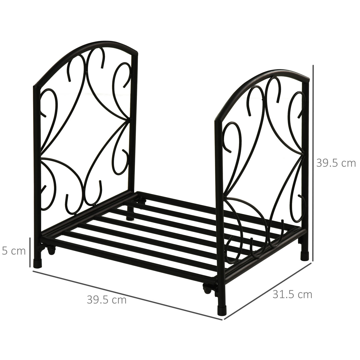 easycomfort portalegna per camino da interno ed esterno in metallo con base rialzata per 50kg di legna 39.5x31.5x39.5cm nero