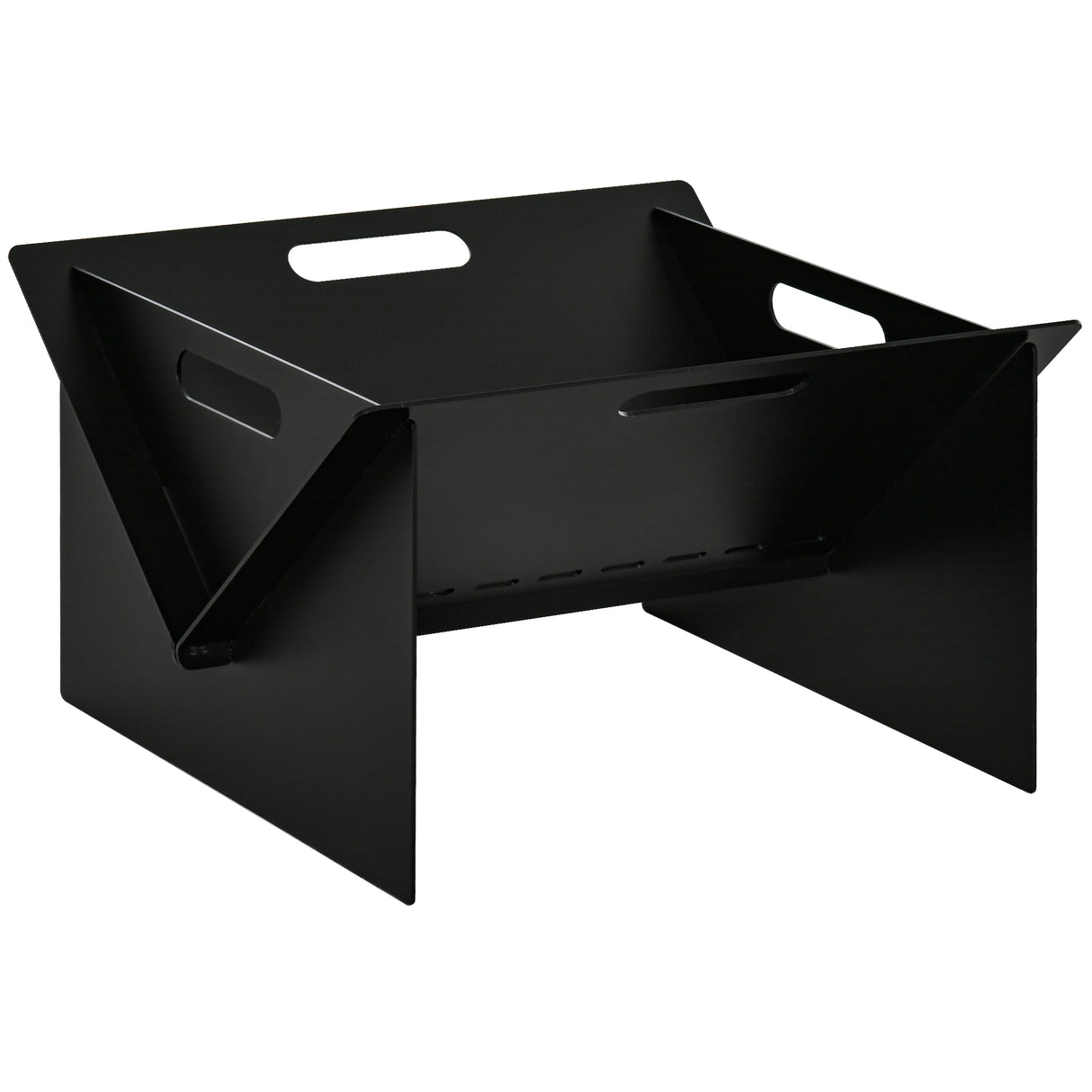 easycomfort braciere da giardino in acciaio quadrato con maniglie 50x45x30cm nero