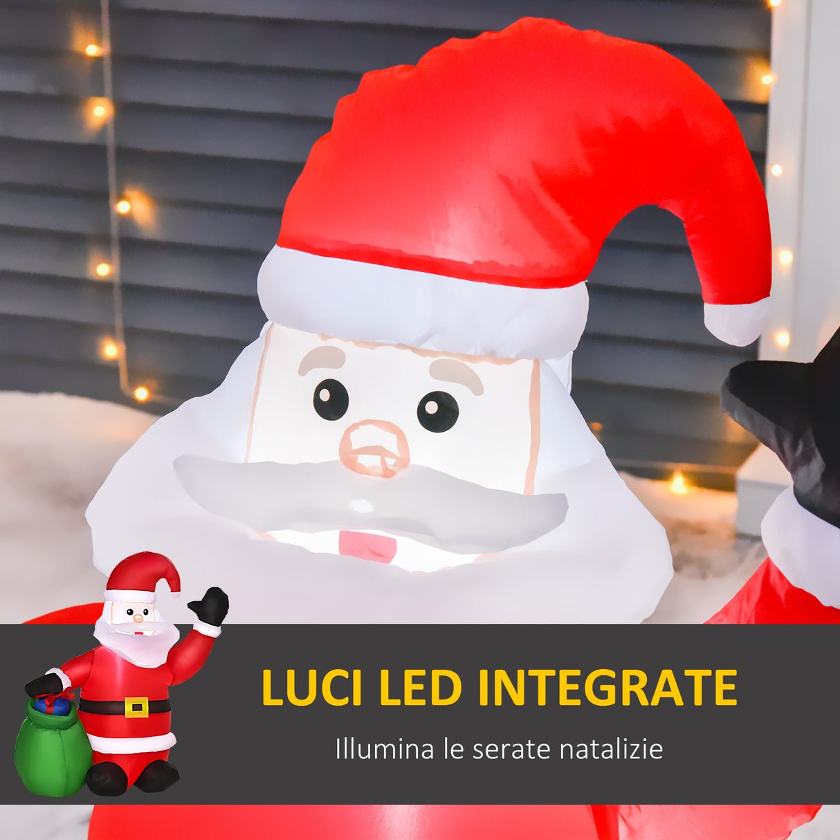 easycomfort easycomfort babbo natale gonfiabile luminoso a led in poliestere con ventilatore 70x45x120cm
