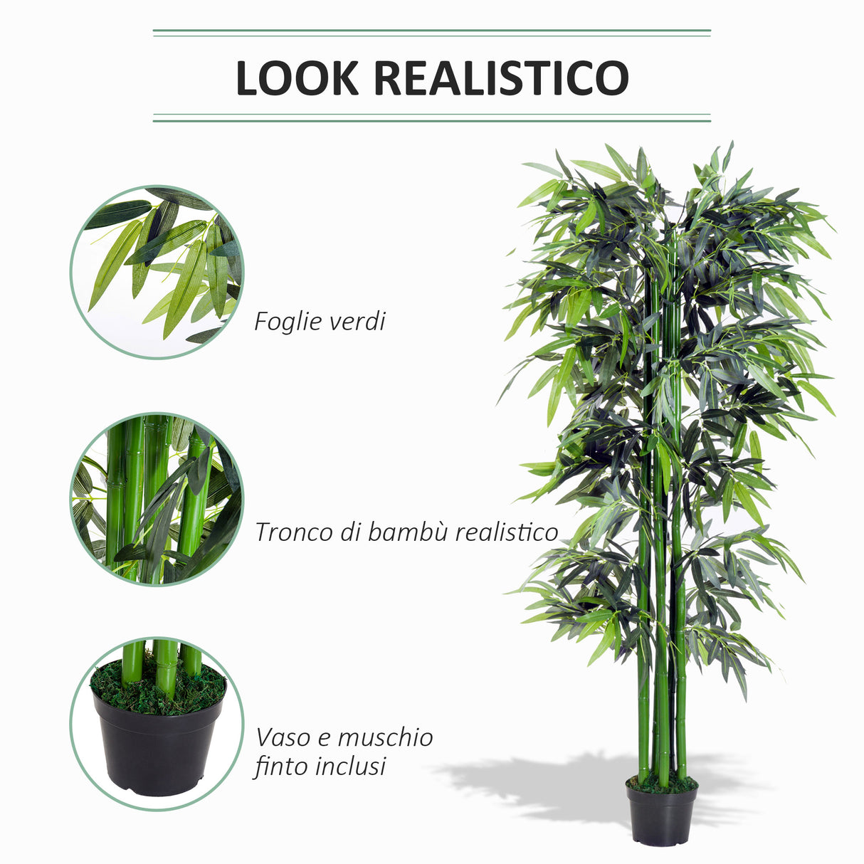 easycomfort pianta di bambu artificiale in vaso da 180cm per interni ed esterni