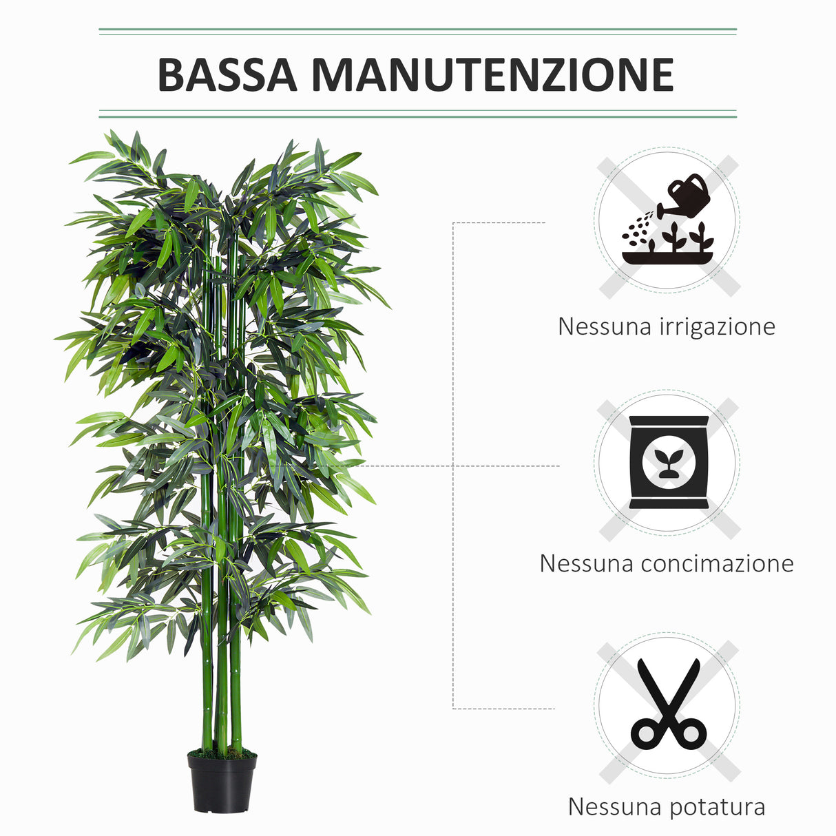 easycomfort pianta di bambu artificiale in vaso da 180cm per interni ed esterni