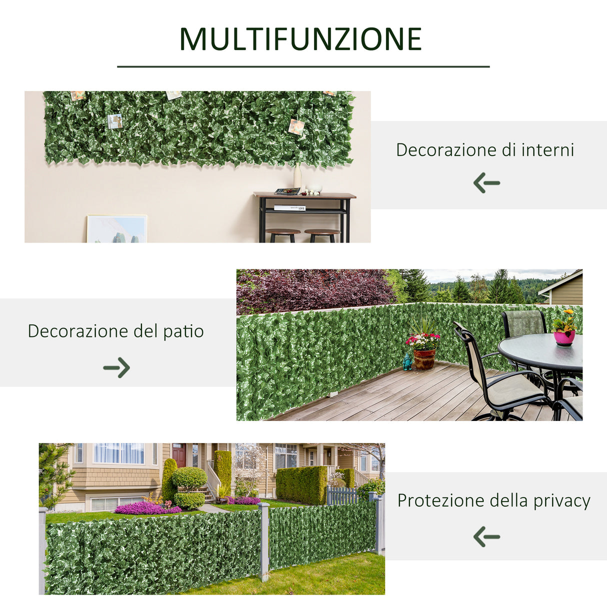easycomfort rotolo di siepe artificiale per balcone e giardino in pe anti uv con foglie verde scuro 240x100cm