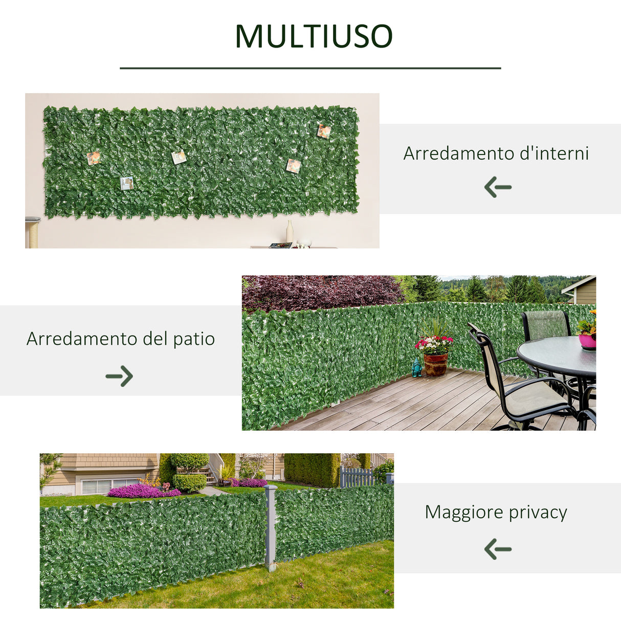 easycomfort rotolo di siepe artificiale per balcone e giardino in pe anti uv con foglie verde scuro 300x100cm