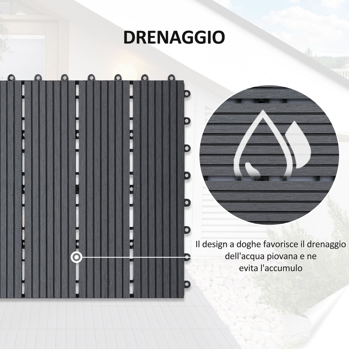 easycomfort easycomfort piastrelle da giardino incastrabili set da 11 mattonelle per esterno pavimentazione giardino grigio 30x30x2.2cm