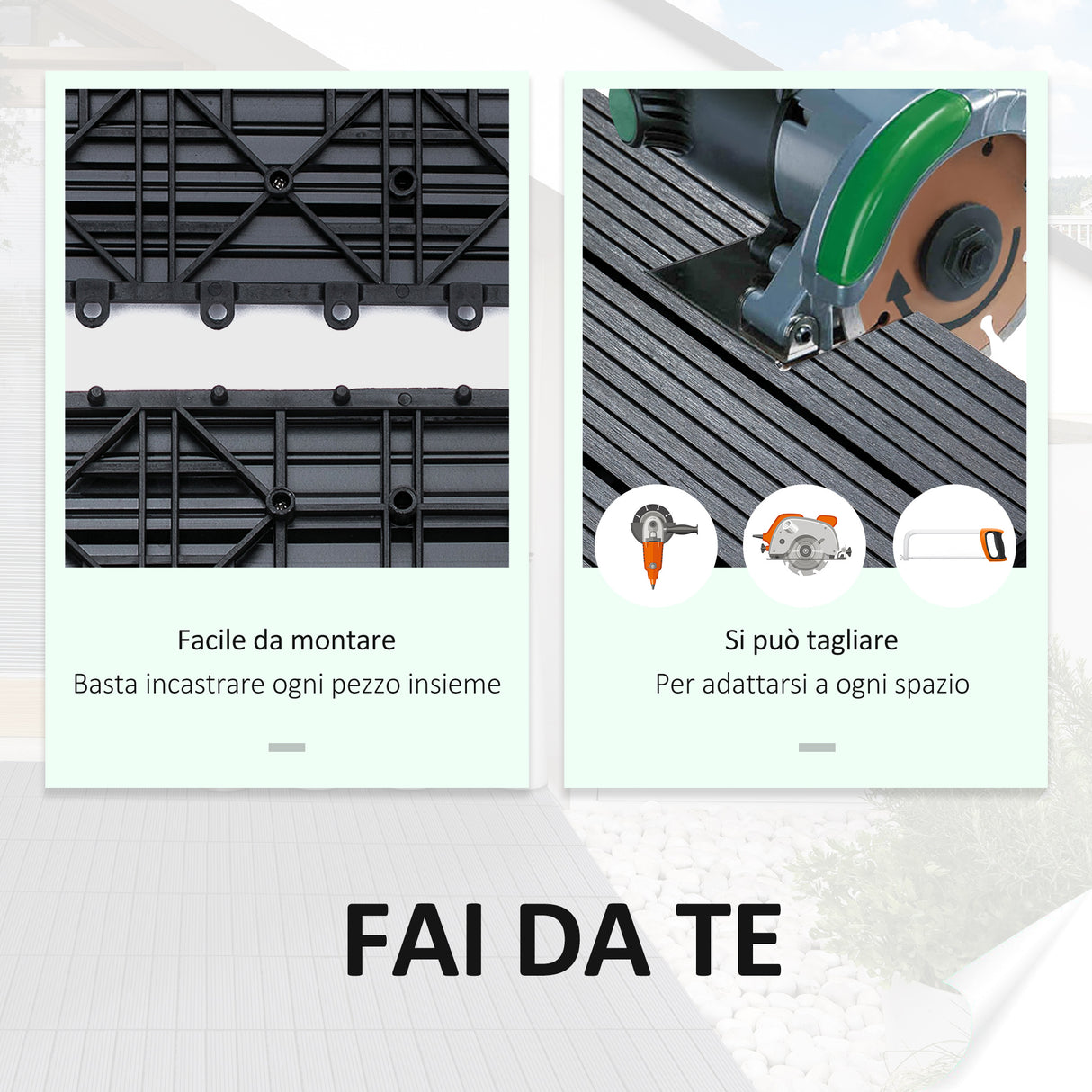 easycomfort easycomfort piastrelle da giardino incastrabili set da 11 mattonelle per esterno pavimentazione giardino grigio 30x30x2.2cm