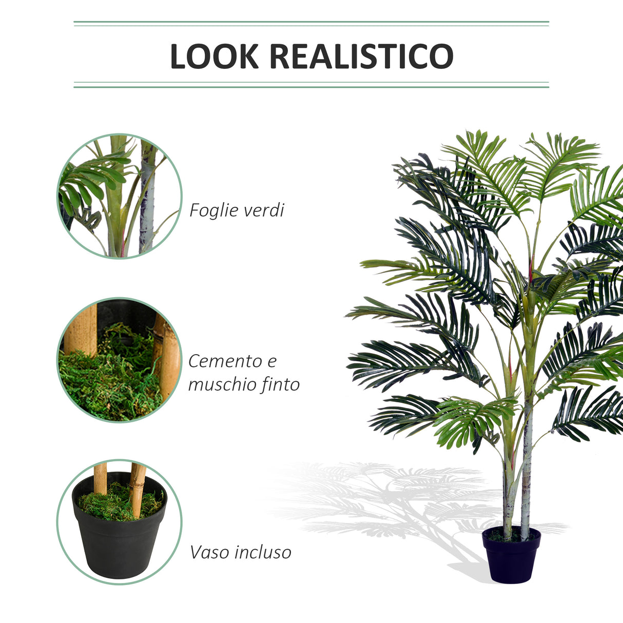 easycomfort pianta finta palma artificiale in vaso da 150cm per interni ed esterni