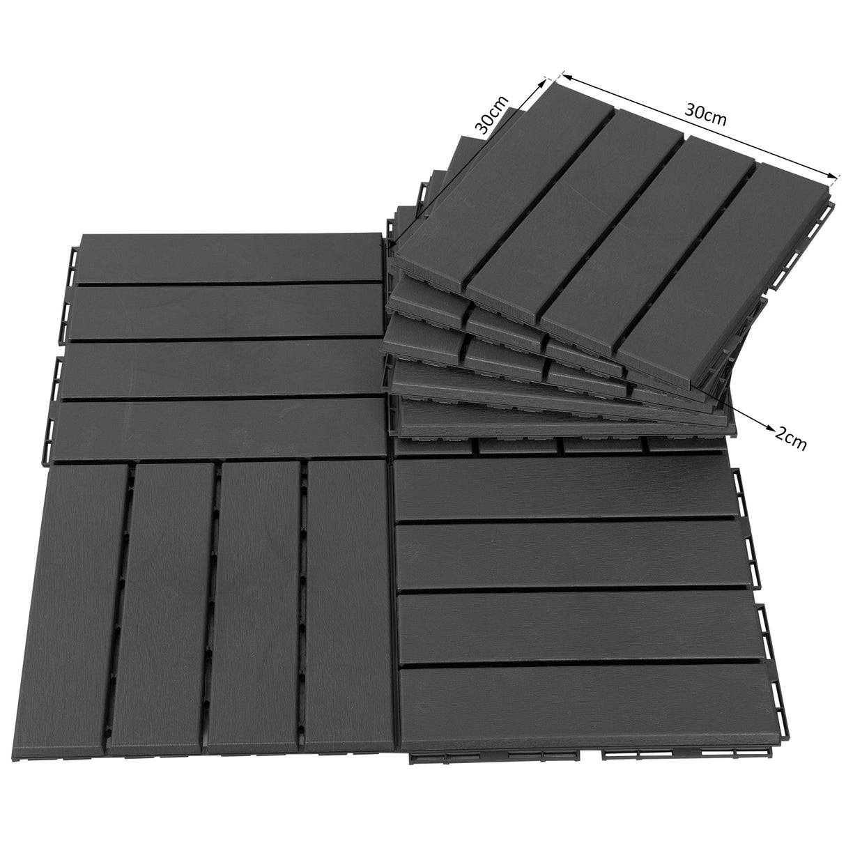 easycomfort easycomfort set 9 mattonelle a incastro per terrazzo 30x30x2cm 0.81 mq nero