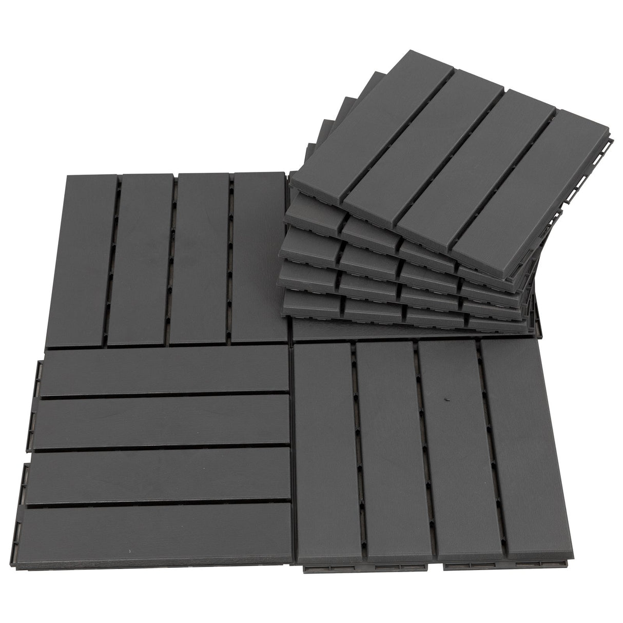 easycomfort easycomfort set 9 mattonelle a incastro per terrazzo 30x30x2cm 0.81 mq nero
