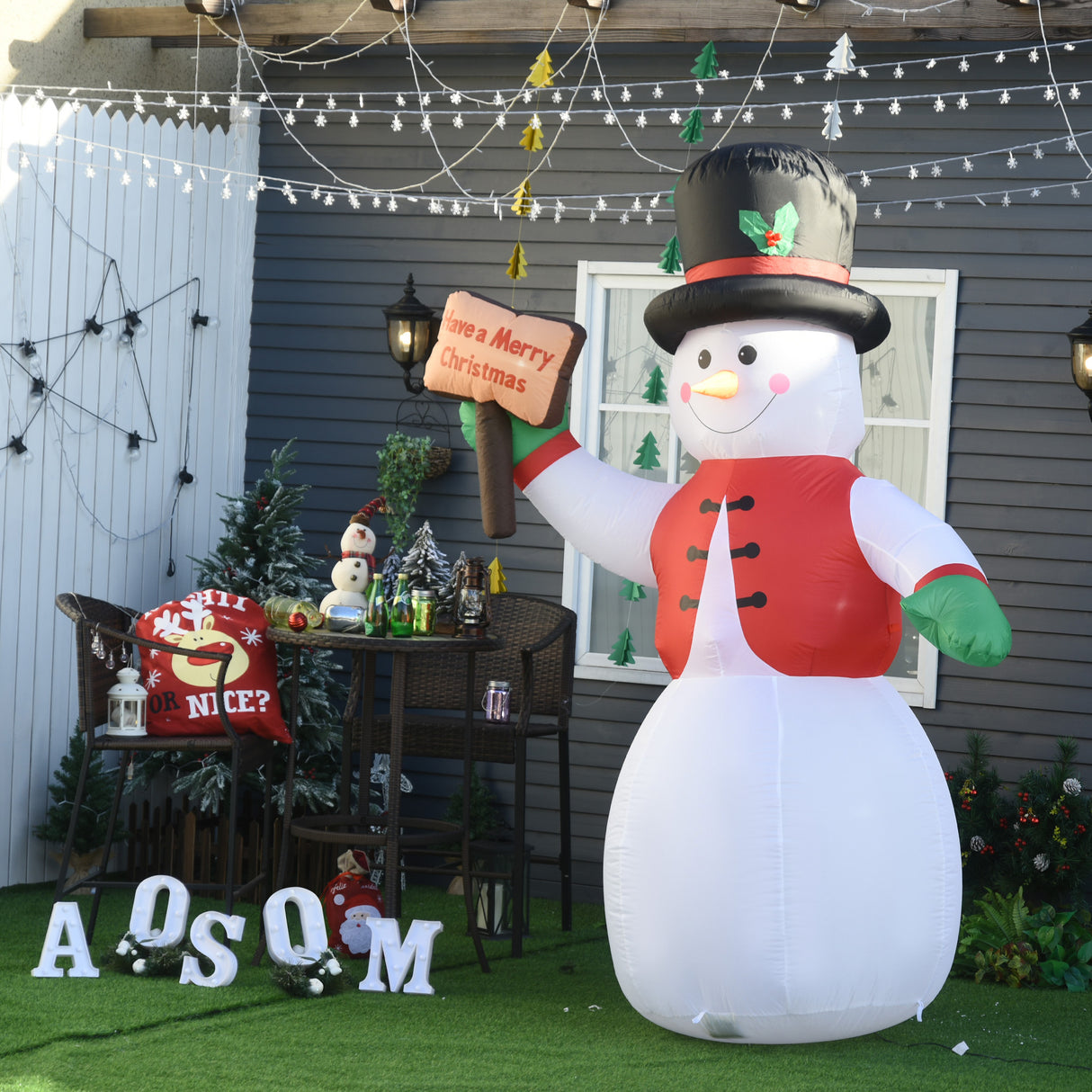 easycomfort easycomfort pupazzo di neve gonfiabile gigante 242cm con luci a led decorazione natalizia per esterno impermeabile