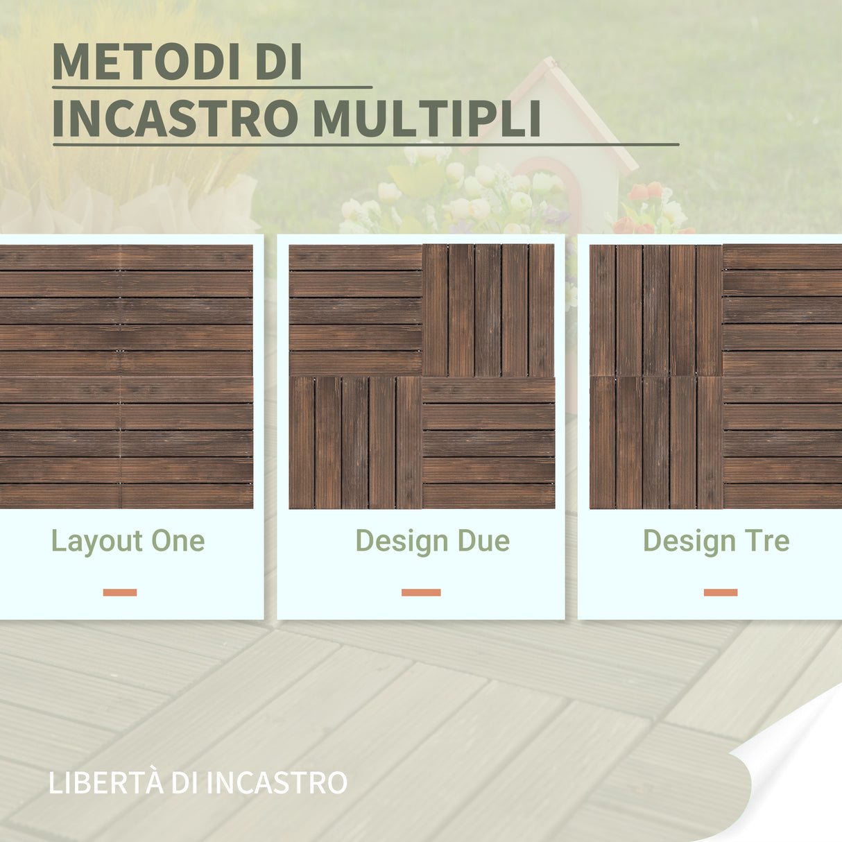 easycomfort piastrelle per esterni pavimento in legno set 27 pezzi montaggio a incastro 30x30x2.5cm