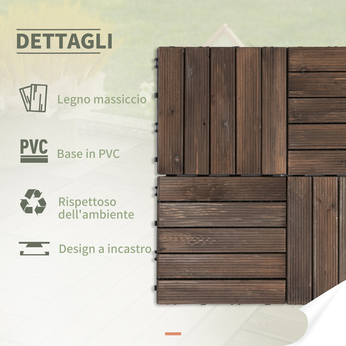 easycomfort piastrelle per esterni pavimento in legno set 27 pezzi montaggio a incastro 30x30x2.5cm