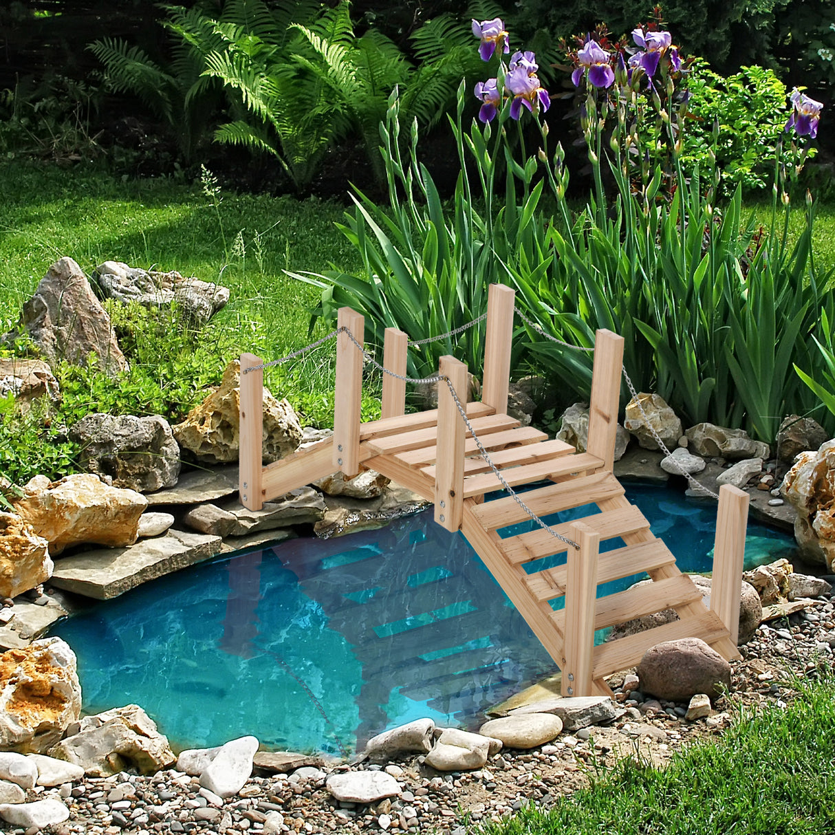 easycomfort easycomfort ponticello da giardino in legno per laghetto con passerella ad arco impermeabile 100x32x48cm