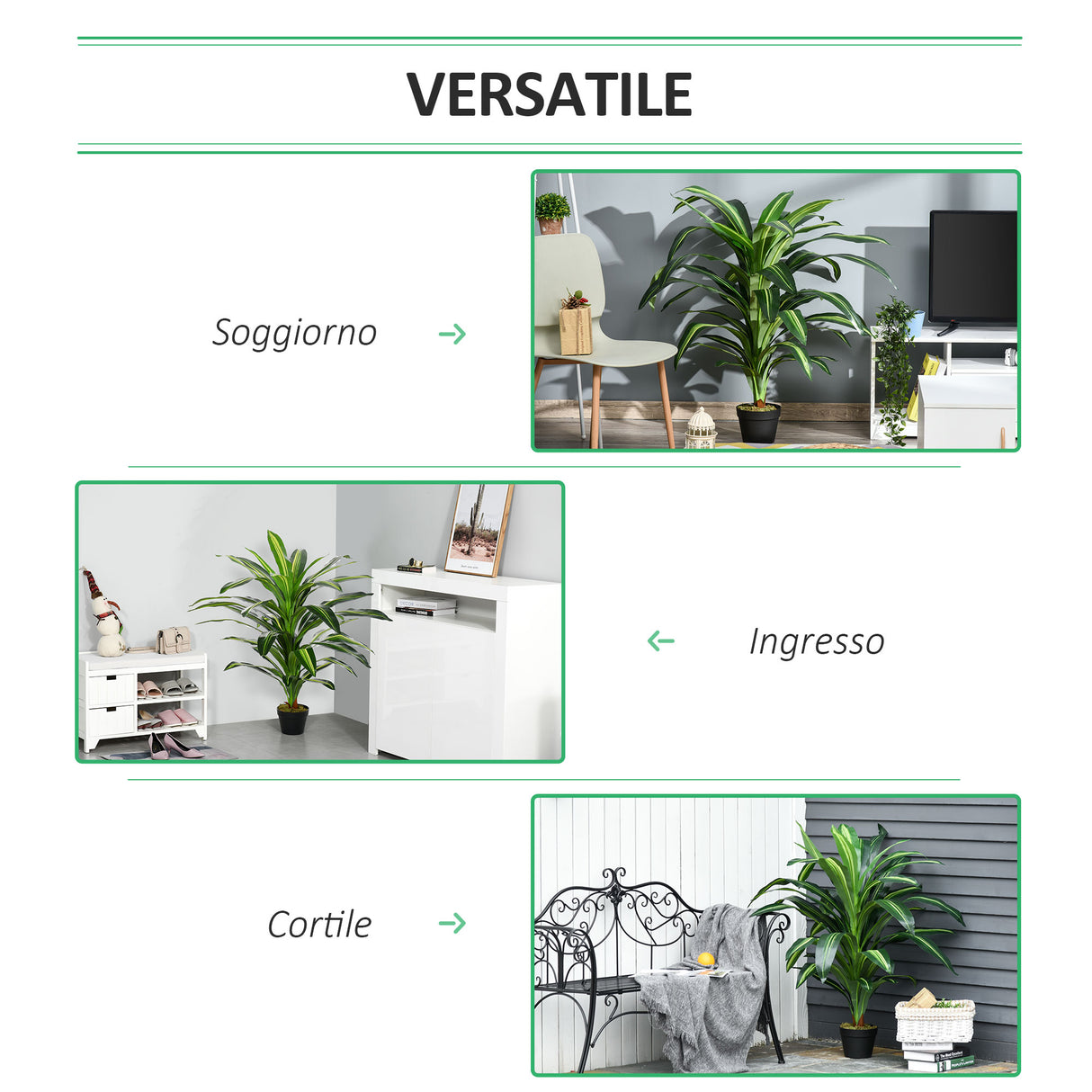 easycomfort easycomfort pianta tropicale decorativa dracena finta in plastica con vaso