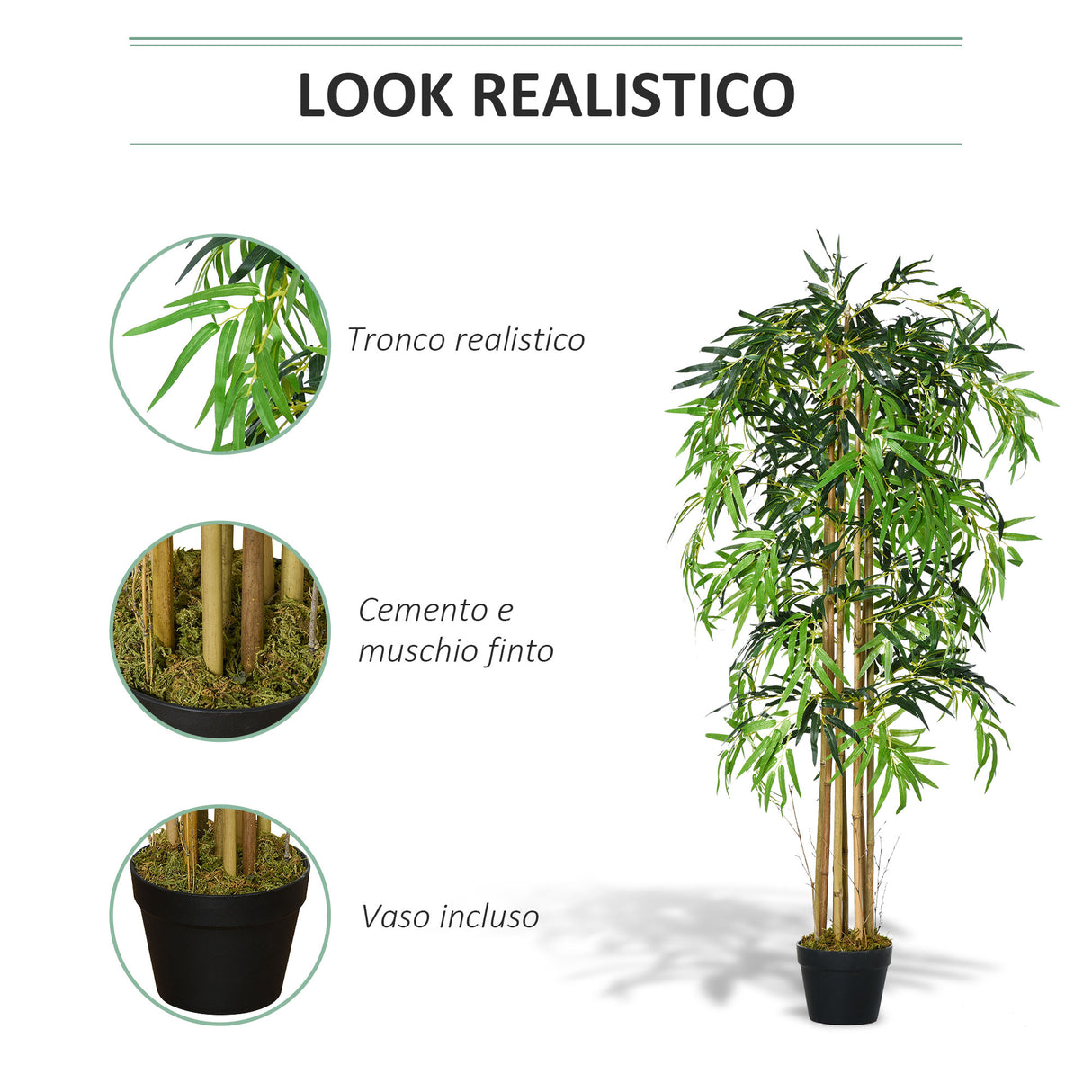 easycomfort bambu artificiale con vaso per interno ed esterno 18x150cm