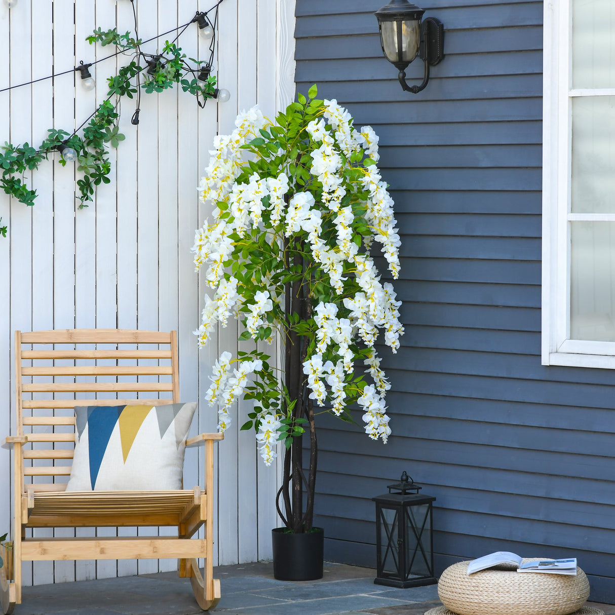 easycomfort easycomfort pianta artificiale glicine bianco finto 165cm per interni ed esterni