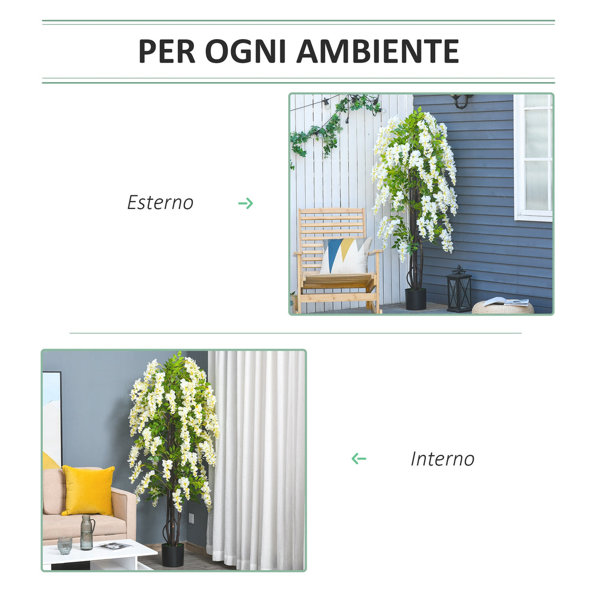 easycomfort easycomfort pianta artificiale glicine bianco finto 165cm per interni ed esterni