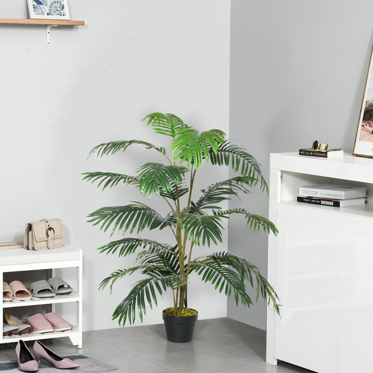 easycomfort easycomfort palma in plastica decorativa con 20 foglie e vaso altezza 140cm