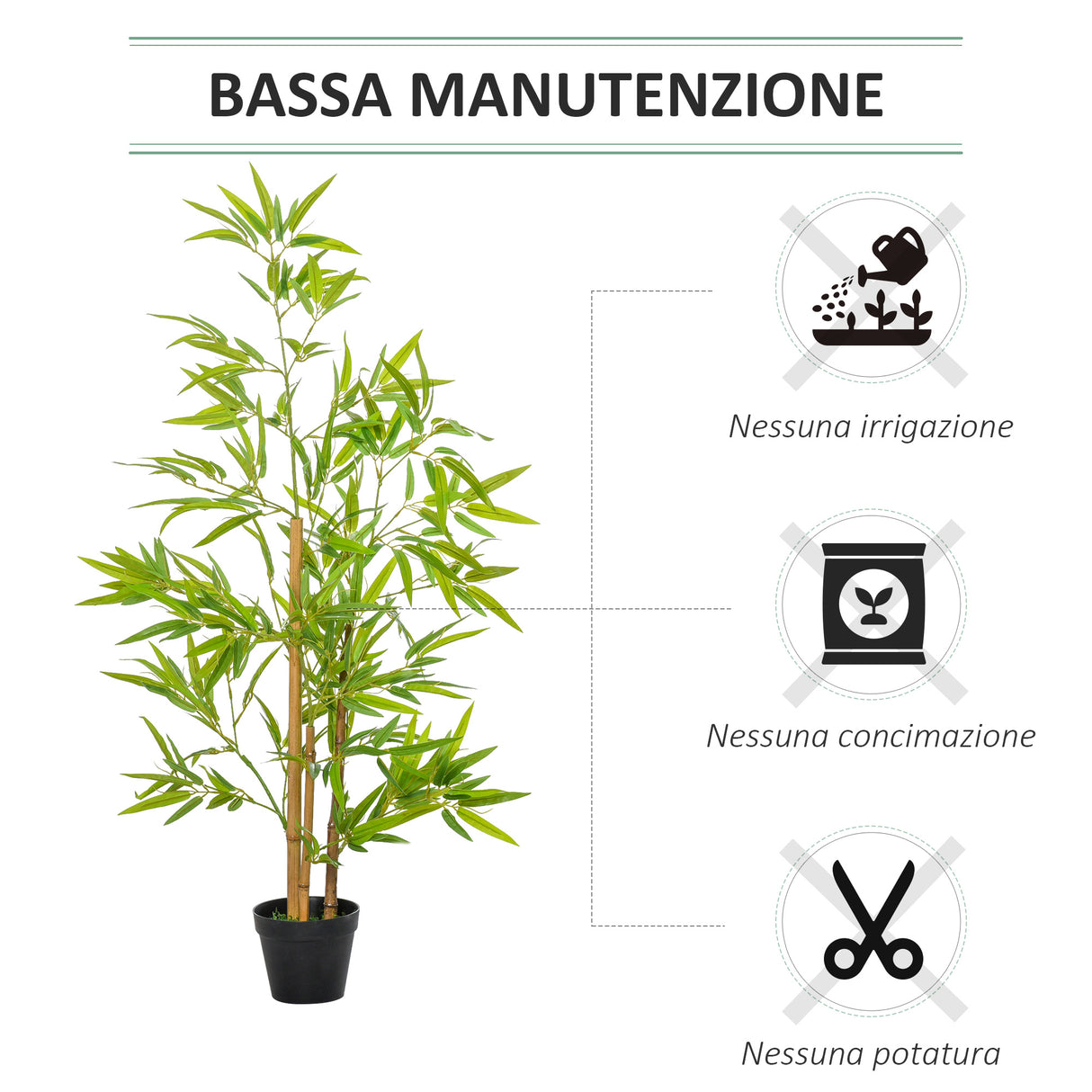 easycomfort set 2 piante di bambu artificiali in vaso da 120cm per interni ed esterni