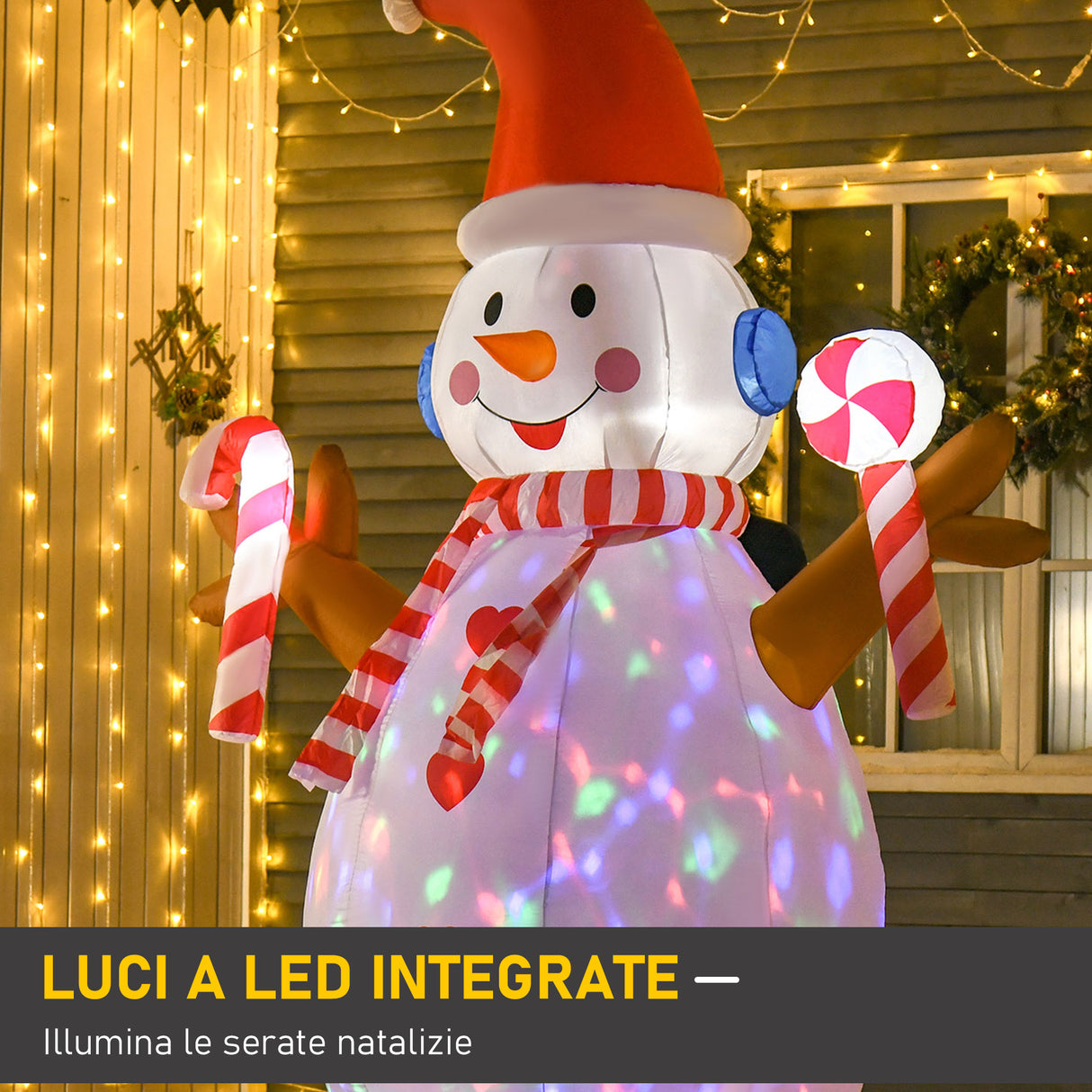 easycomfort easycomfort pupazzo di neve gonfiabile da esterno impermeabile con luci a led 240cm bianco