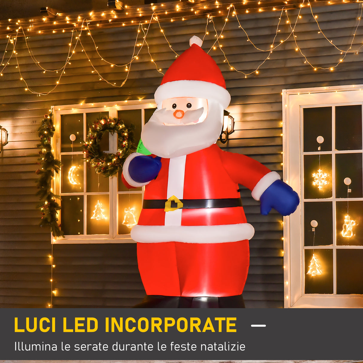 easycomfort easycomfort babbo natale gonfiabile con albero 150cm con luci led rosso