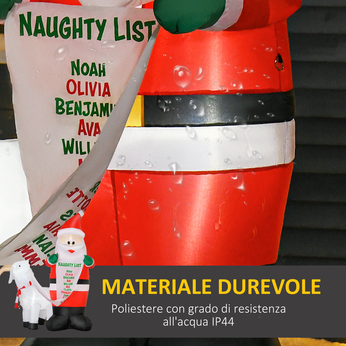 easycomfort easycomfort babbo natale gonfiabile con capretta e luci led integrate per esterno 135x85x180cm