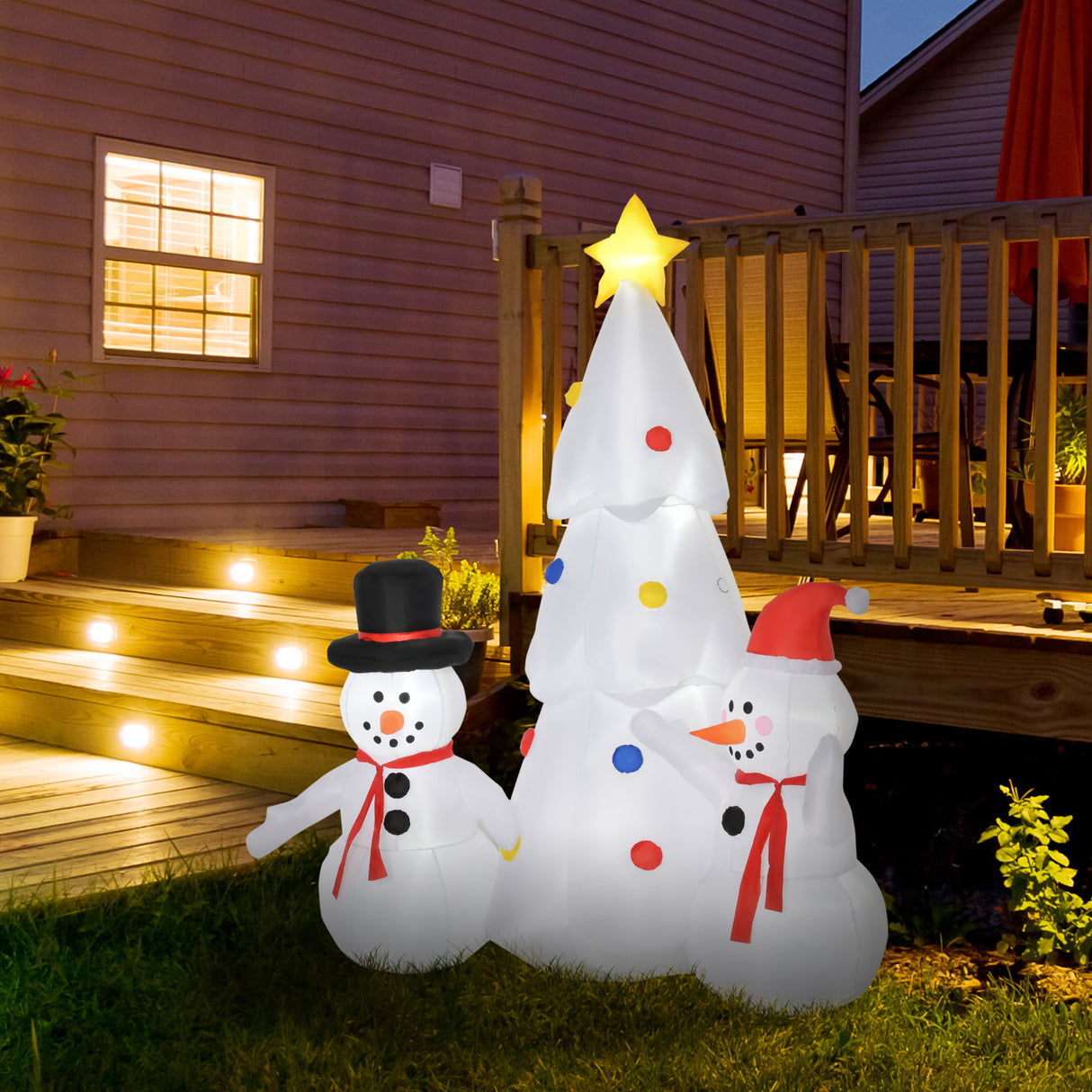 easycomfort easycomfort albero di natale gonfiabile con pupazzi di neve altezza 185cm luci led e gonfiatore