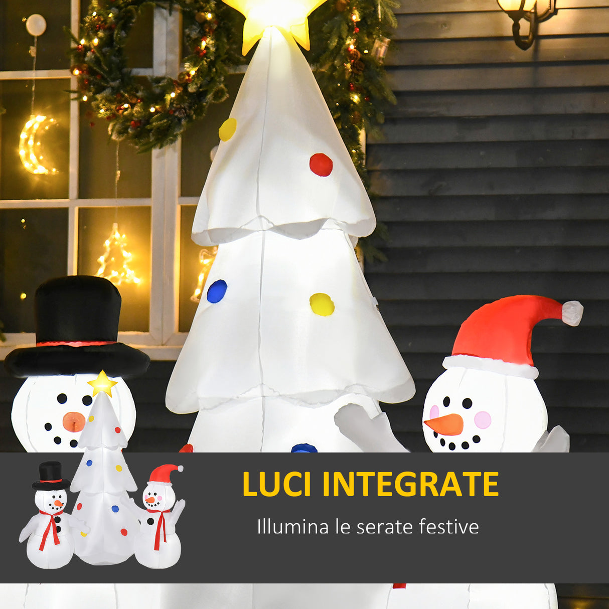 easycomfort easycomfort albero di natale gonfiabile con pupazzi di neve altezza 185cm luci led e gonfiatore