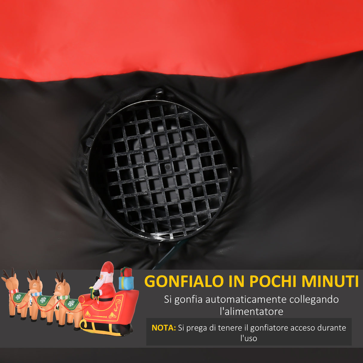 easycomfort easycomfort babbo natale gonfiabile da esterno con slitta e 3 renne e luci led integrate 319x59x132cm multicolore