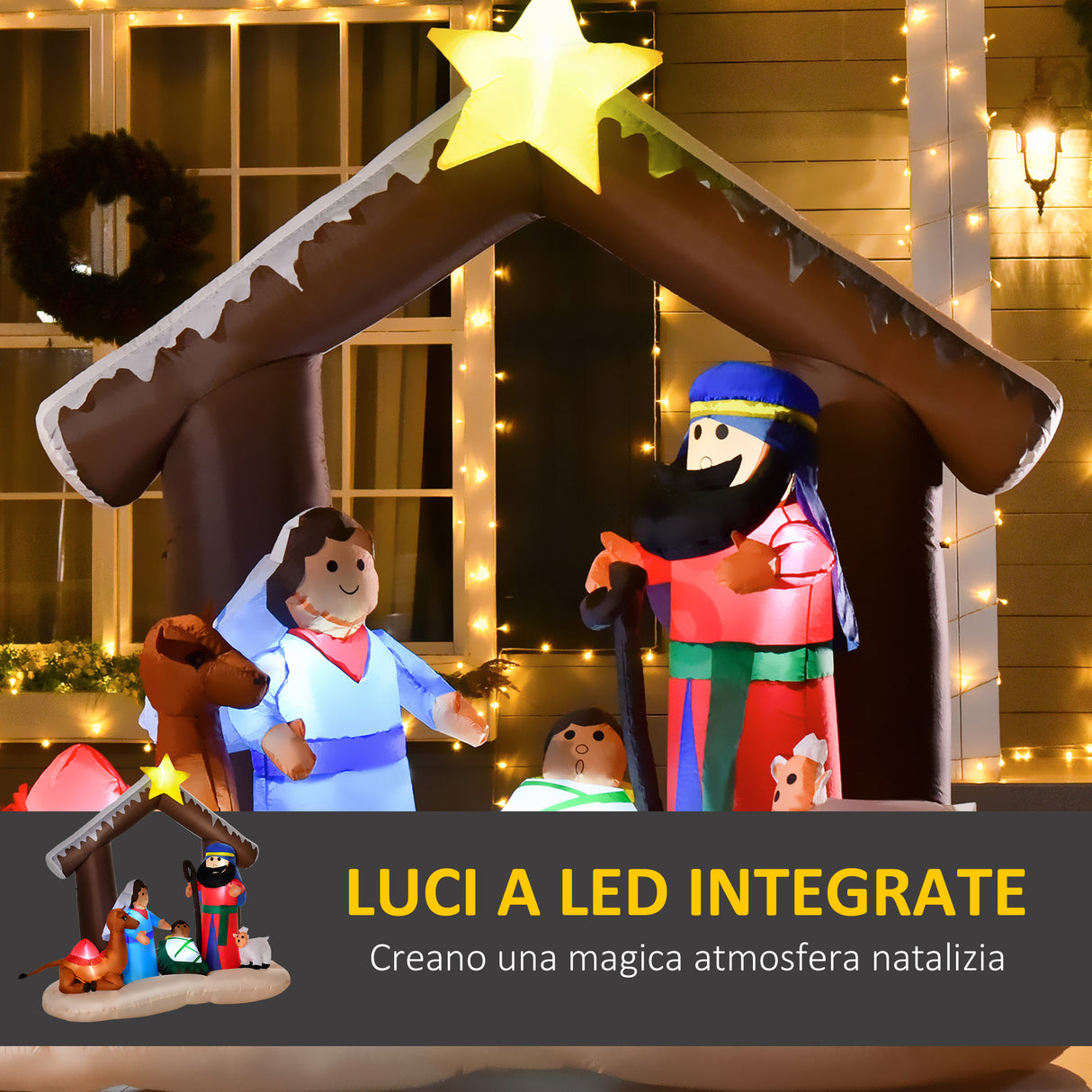 easycomfort easycomfort presepe di natale gonfiabile 183cm con 5 luci led e gonfiatore integrati decorazione natalizia da esterno