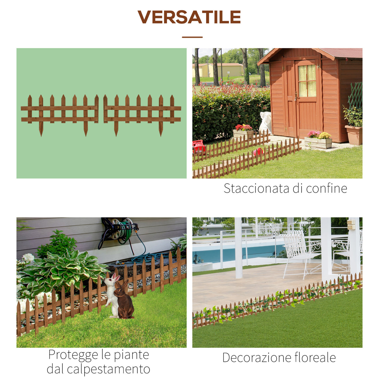 easycomfort staccionata in legno di pino da 12 pezzi per aiuole giardino e orto altezza 34cm